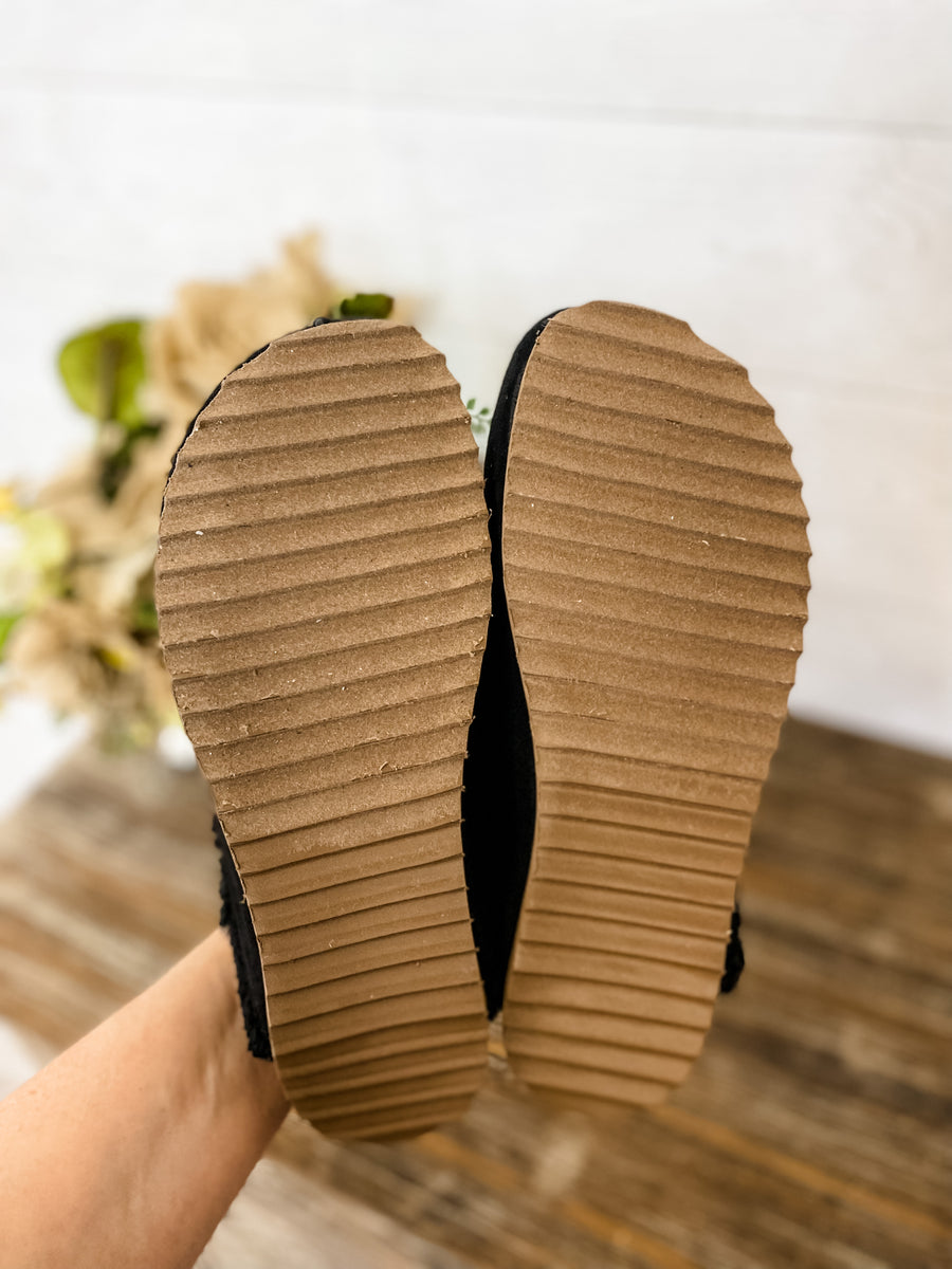 Chance - Black Sueded Sherpa-Lined Slip On Shoe â Whiskey Rose Co.