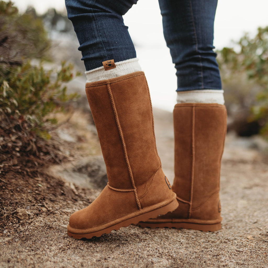 Bearpaw Elle Youth Short Boots Booties Big Girl's Sz 2 Hickory on sale Cow Suede